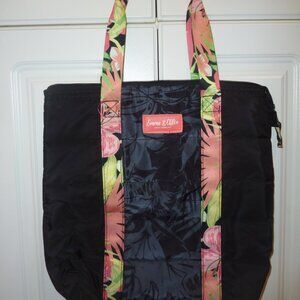 New Emma & Chloe New York Black With Tropical Stripe Tote Purse